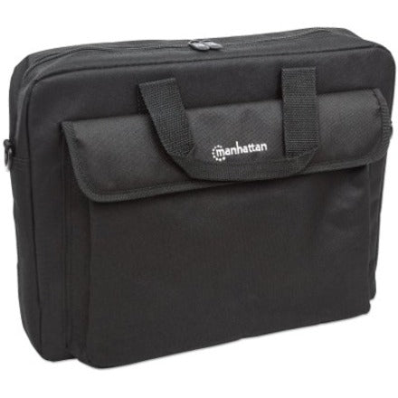 Manhattan London Sac pour ordinateur portable 15,6", chargement par le haut, noir, FAIBLE COÛT, poche pour accessoires, bandoulière (amovible), alternative moins chère au Targus TAR300, étui pour ordinateur portable, garantie de trois ans 438889