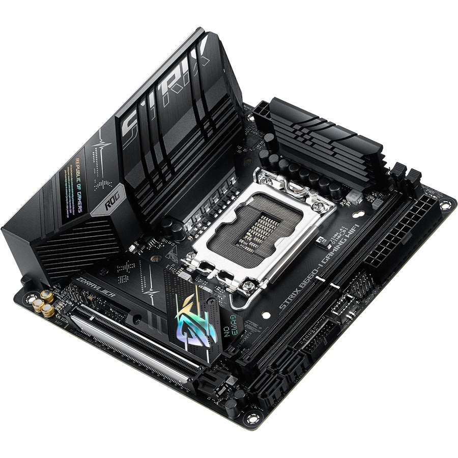 Carte mère de bureau de jeu Asus ROG Strix B660-I GAMING WIFI - Chipset Intel B660 - Socket LGA-1700 - Mémoire Intel Optane Ready - Mini ITX ROGSTRIXB660-IGAMINGWIFI