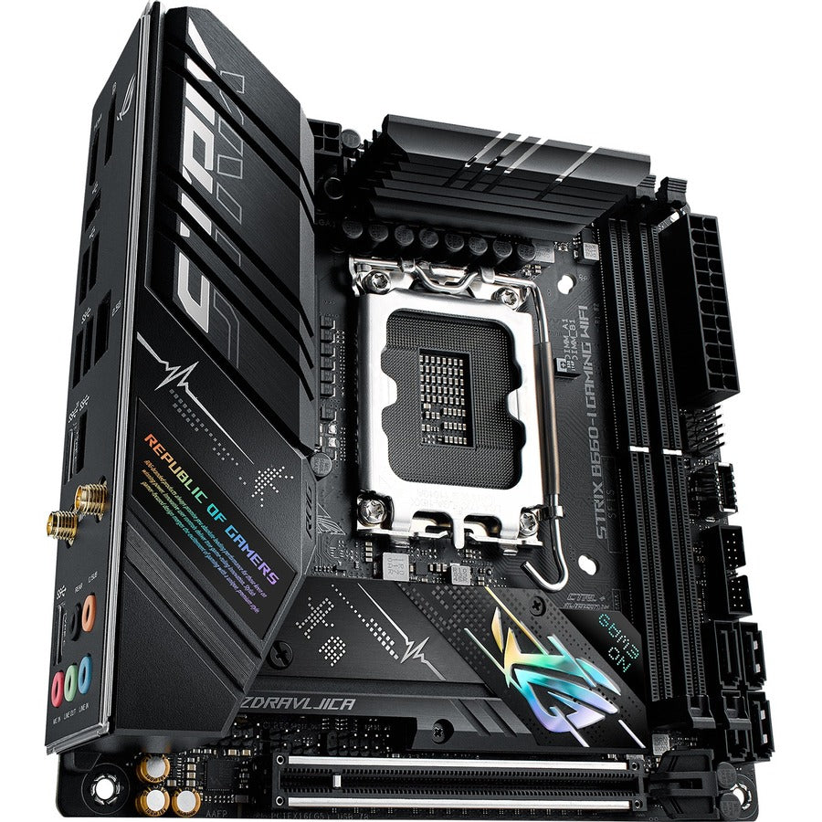 Carte mère de bureau de jeu Asus ROG Strix B660-I GAMING WIFI - Chipset Intel B660 - Socket LGA-1700 - Mémoire Intel Optane Ready - Mini ITX ROGSTRIXB660-IGAMINGWIFI