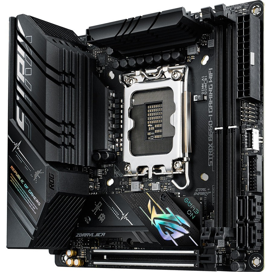 Carte mère de bureau de jeu Asus ROG Strix B660-I GAMING WIFI - Chipset Intel B660 - Socket LGA-1700 - Mémoire Intel Optane Ready - Mini ITX ROGSTRIXB660-IGAMINGWIFI