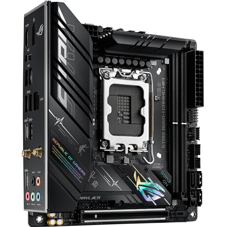 Carte mère de bureau de jeu Asus ROG Strix B660-I GAMING WIFI - Chipset Intel B660 - Socket LGA-1700 - Mémoire Intel Optane Ready - Mini ITX ROGSTRIXB660-IGAMINGWIFI