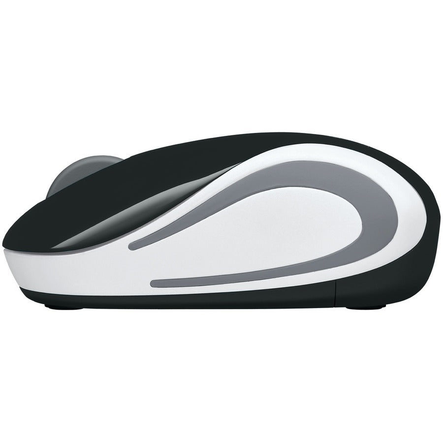 Logitech Mini souris sans fil M187 ultra portable, 2,4 GHz avec récepteur USB, suivi optique 1 000 DPI, 3 boutons, PC/Mac/ordinateur portable – Noir (avec bande blanche) 910-005459