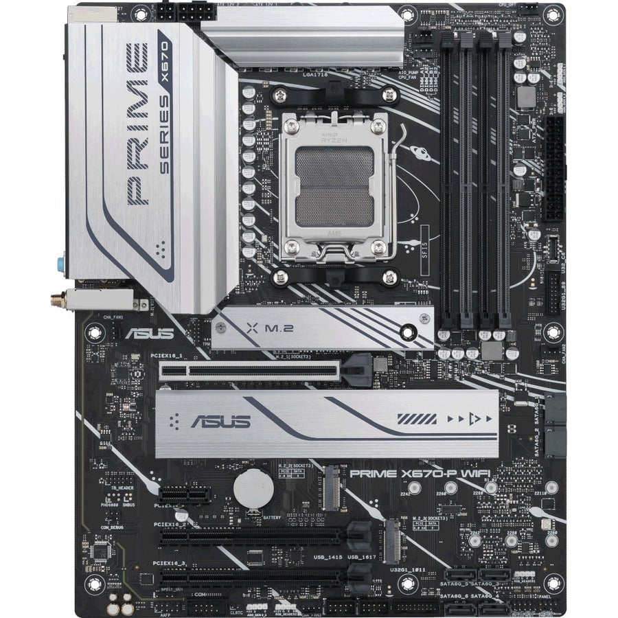 Asus Prime X670-P WIFI Desktop Motherboard - AMD X670 Chipset - Socket AM5 - ATX PRIMEX670-PWIFI