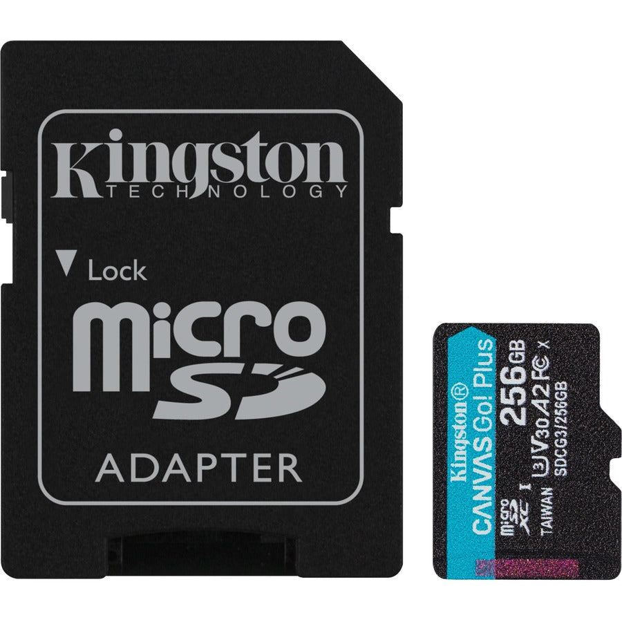 Toile Kingston Go! Plus 256 Go Classe 10/UHS-I (U3) V30 microSDXC SDCG3/256GBCR