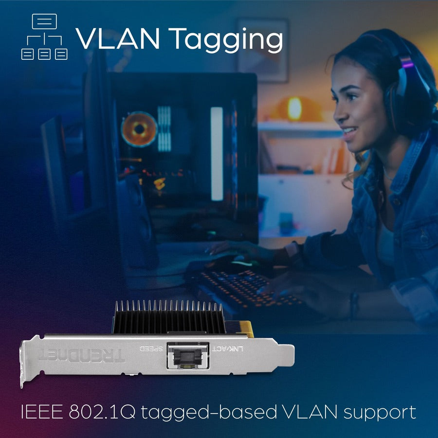 TRENDnet 10 Gigabit PCIe Network Adapter, Converts A PCIe Slot Into A 10G Ethernet Port, Supports 802.1Q Vlan, Includes Standard & Low-Profile Brackets, PCIe 2.0, PCIe 3.0, Silver, TEG-10GECTX TEG-10GECTX
