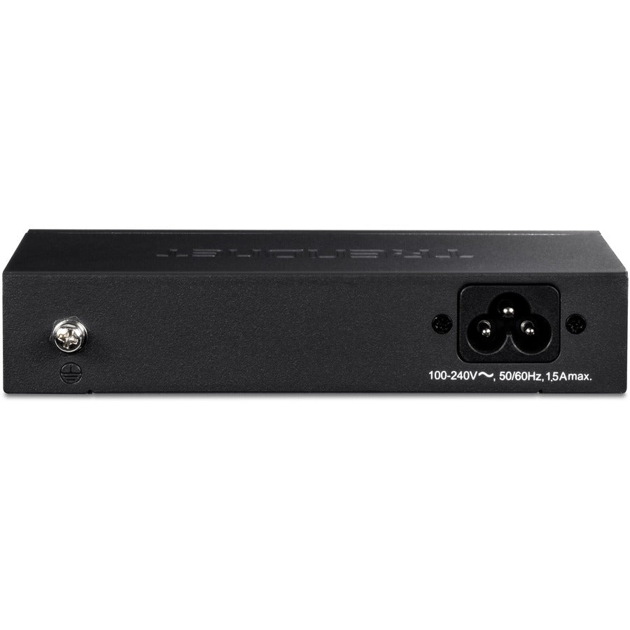 TRENDnet 6-Port Fast Ethernet PoE+ Switch, 4 x Fast Ethernet PoE Ports, 2 x Fast Ethernet Ports, 60W PoE Budget, 1.2 Gbps Switch Capacity, Metal, Lifetime Protection, Black, TPE-S50 TPE-S50
