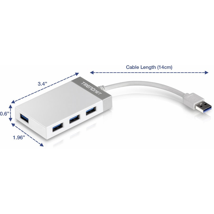 Mini hub USB 3.0 haute vitesse TRENDnet 4 ports TU3-H4E
