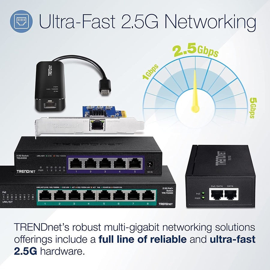 TRENDnet 8-Port Unmanaged 2.5G PoE+ Switch TPE-TG380