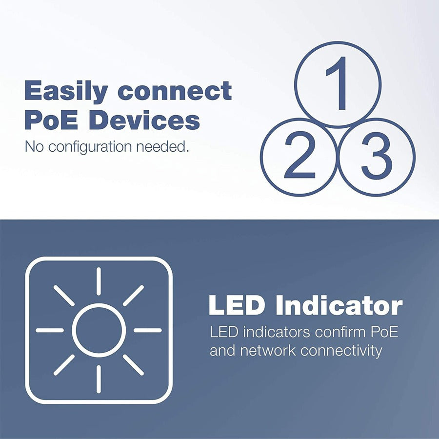 Injecteur TRENDnet Gigabit Ultra PoE+, fournit PoE (15,4 W), PoE+ (30 W) ou Ultra PoE (60 W), met en réseau un périphérique PoE jusqu'à 100 m (328 pieds), prend en charge IEEE 802.3af, 802.at, Ultra PoE, Plug & Jouer, noir, TPE-117GI TPE-117GI