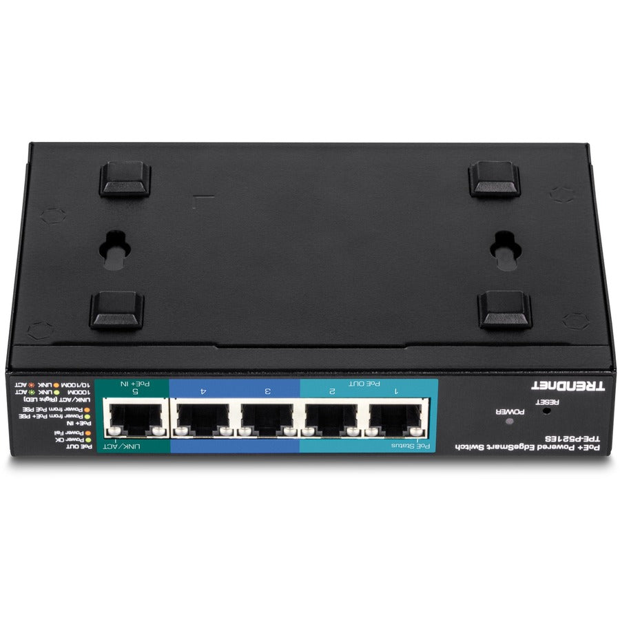 TRENDnet Switch EdgeSmart alimenté par PoE+ Gigabit à 5 ports avec passage PoE, budget PoE de 18 W, capacité de commutation de 10 Gbit/s, commutateur géré, montage mural, protection à vie, noir, TPE-P521ES TPE-P521ES