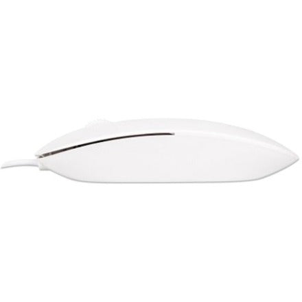 Manhattan Silhouette Souris filaire USB sculptée, blanche, 1000 dpi, USB-A, optique, légère, plate, trois boutons avec molette de défilement, garantie de trois ans, blister 177627