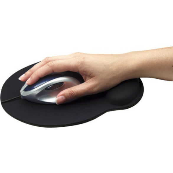 Manhattan Wrist Gel Support Pad and Mouse Mat, Black, 241 � 203 � 40 mm, non slip base, Lifetime Warranty, Card Retail Packaging 434362
