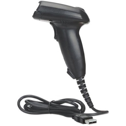Scanner de codes-barres portatif CCD longue portée Manhattan, USB, profondeur de numérisation 500 mm, câble 1,5 m, lumière ambiante maximale 10 000 lux (lumière du soleil), noir, garantie de trois ans, boîte 177672