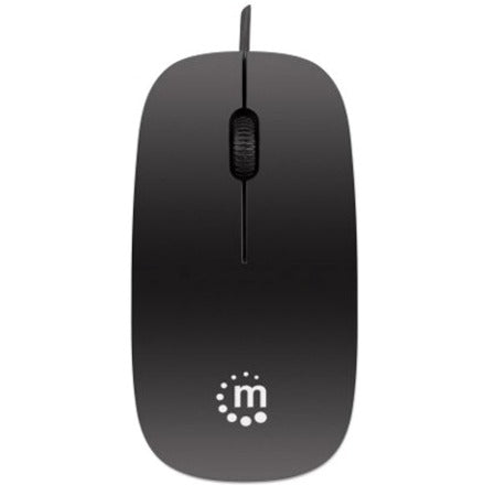 Manhattan Silhouette Sculpted USB Wired Mouse, Black, 1000dpi, USB-A, Optical, Lightweight, Flat, Three Button with Scroll Wheel, Three Year Warranty, Blister 177658