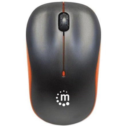 Manhattan Success Wireless Mouse, Black/Orange, 1000dpi, 2.4Ghz (up to 10m), USB, Optical, Three Button with Scroll Wheel, USB micro receiver, AA battery (included), Low friction base, Three Year Warranty, Blister 179409