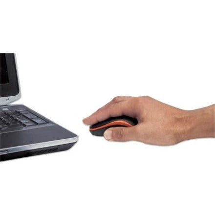 Manhattan Success Wireless Mouse, Black/Orange, 1000dpi, 2.4Ghz (up to 10m), USB, Optical, Three Button with Scroll Wheel, USB micro receiver, AA battery (included), Low friction base, Three Year Warranty, Blister 179409