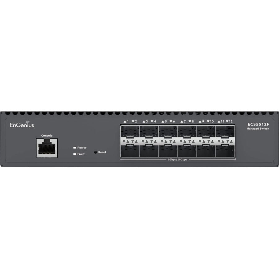 EnGenius Cloud Managed 12-Port 10 Gigabit SFP+ Half-Rack Aggregate Fiber Switch ECS5512F