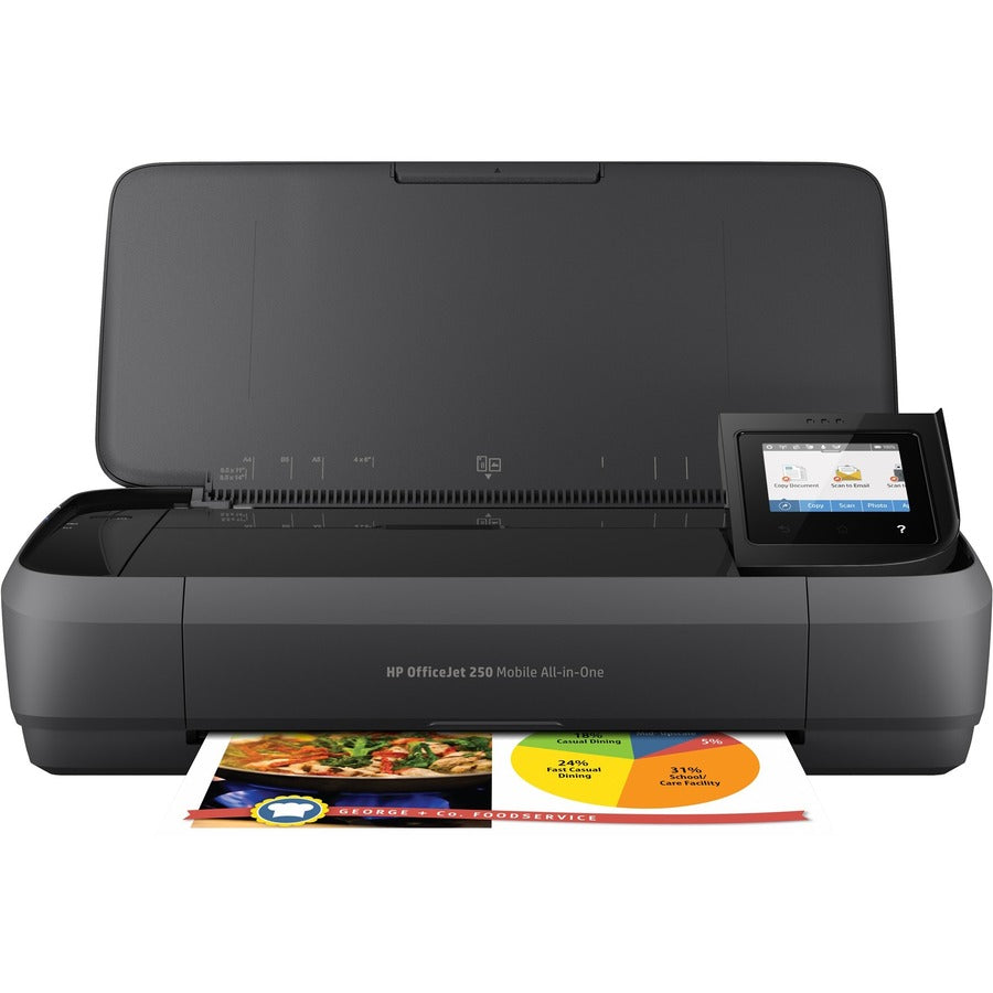 HP Officejet 250 Wireless Inkjet Multifunction Printer-Color-Copier/Scanner-20 ppm Mono/19 ppm Color Print-4800x1200 Print-Manual Duplex Print-500 Pages Monthly-50 sheets Input-Color Scanner-600 Optical Scan-Wireless LAN CZ992A#B1H