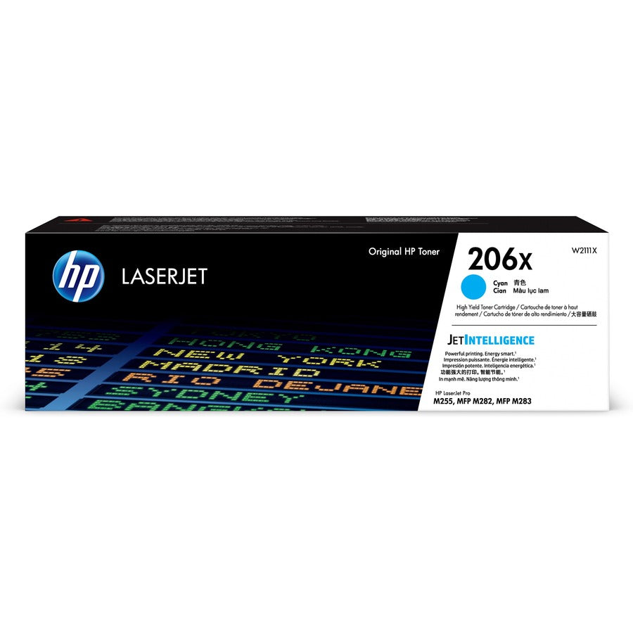 Cartouche de toner laser authentique HP 206X à haut rendement - Cyan - 1 de chaque W2111X