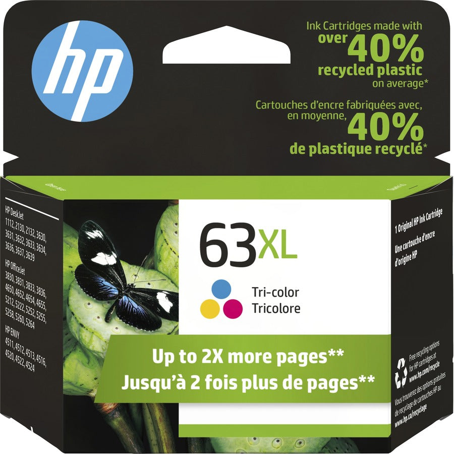 Cartouche d'encre authentique HP 63XL - Paquet unique F6U63AN#140