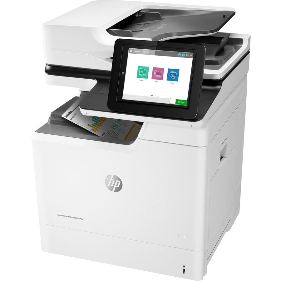 HP LaserJet M681 M681dh Laser Multifunction Printer-Color-Copier/Scanner-50 ppm Mono/50 ppm Color Print-1200x1200 Print-Automatic Duplex Print-100000 Pages Monthly-650 sheets Input-Color Scanner-600 Optical Scan-Gigabit Ethernet J8A10A#BGJ