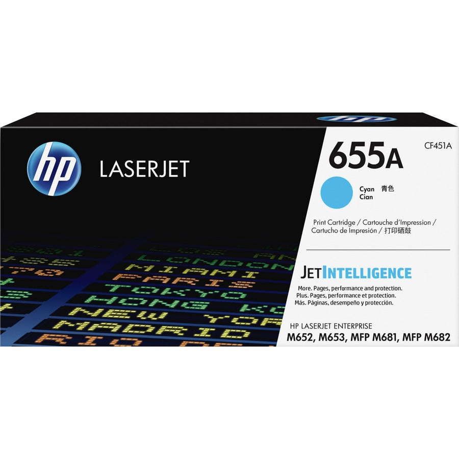 Cartouche de toner laser originale HP 655A (CF451A) - Cyan - 1 de chaque CF451A