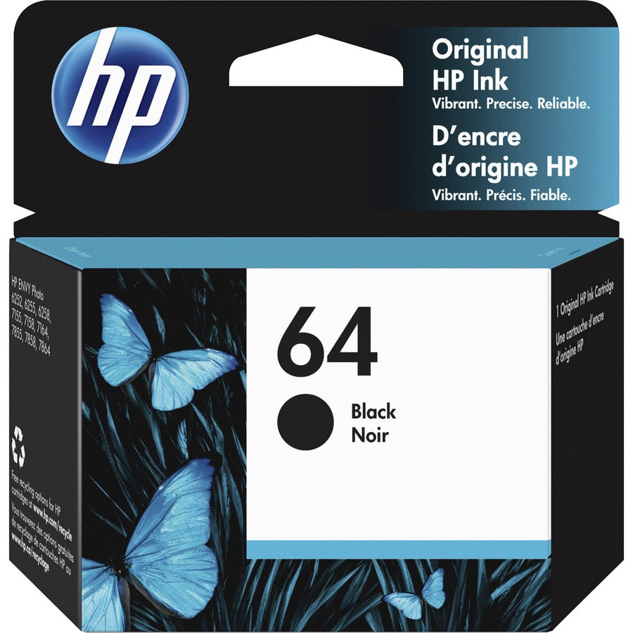Cartouche d'encre jet d'encre authentique HP 64 - Noir - 1 pièce N9J90AN#140