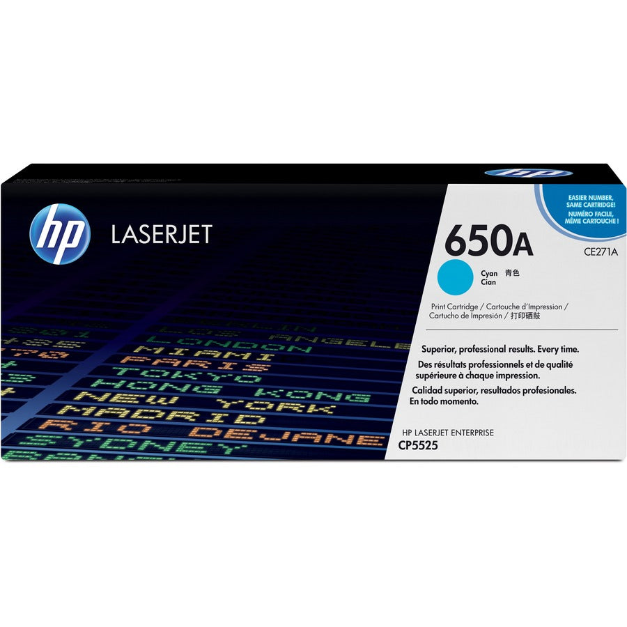 Cartouche de toner laser originale HP 650A (CE271A) - Paquet unique - Cyan - 1 de chaque CE271A