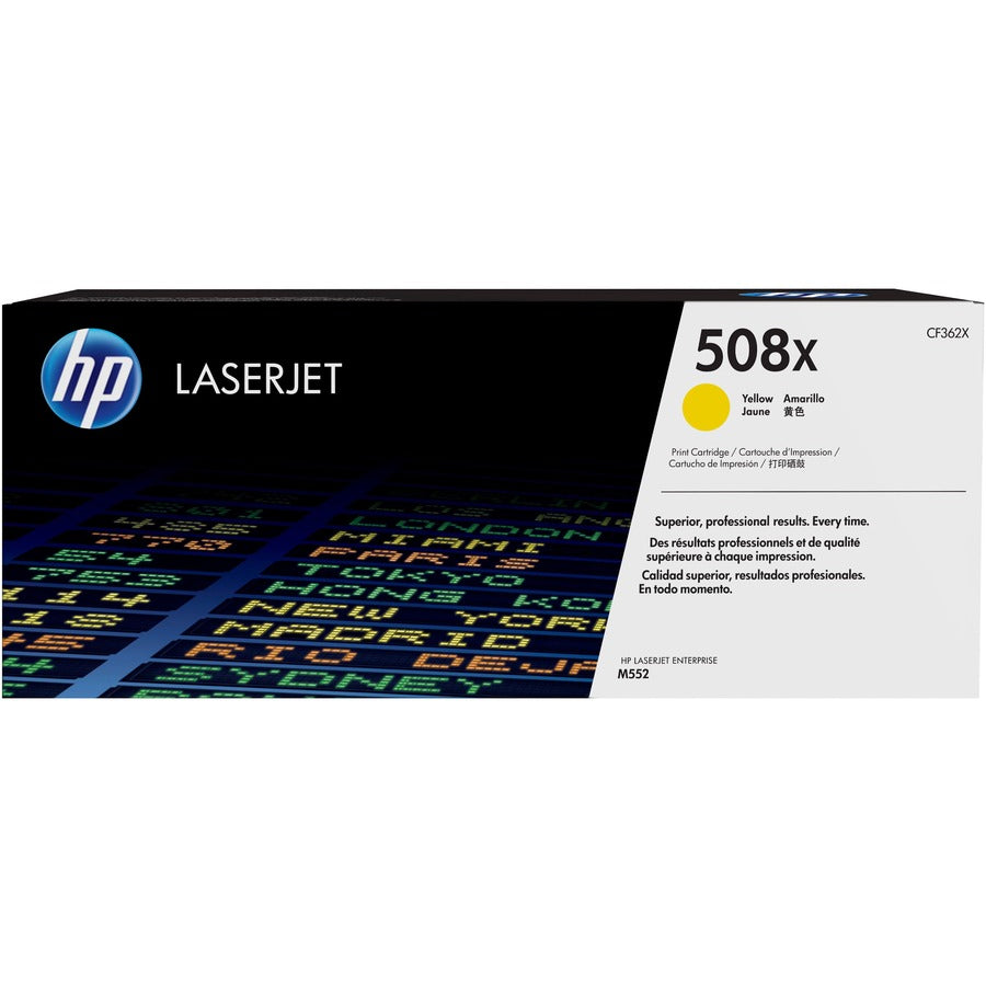 Cartouche de toner laser authentique HP 508X (CF362X) à haut rendement - Paquet unique - Jaune - 1 de chaque CF362X