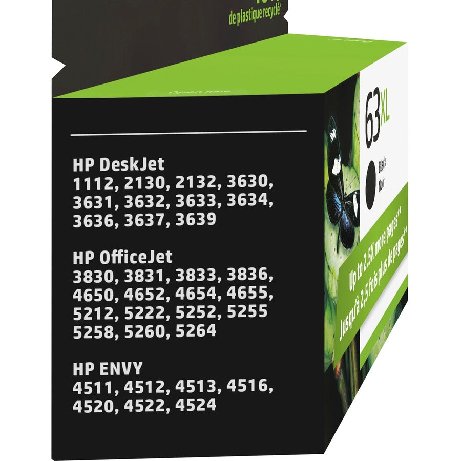 HP 63XL Original High Yield Inkjet Ink Cartridge - Black - 2 Pack F6U64AN#140-2PK
