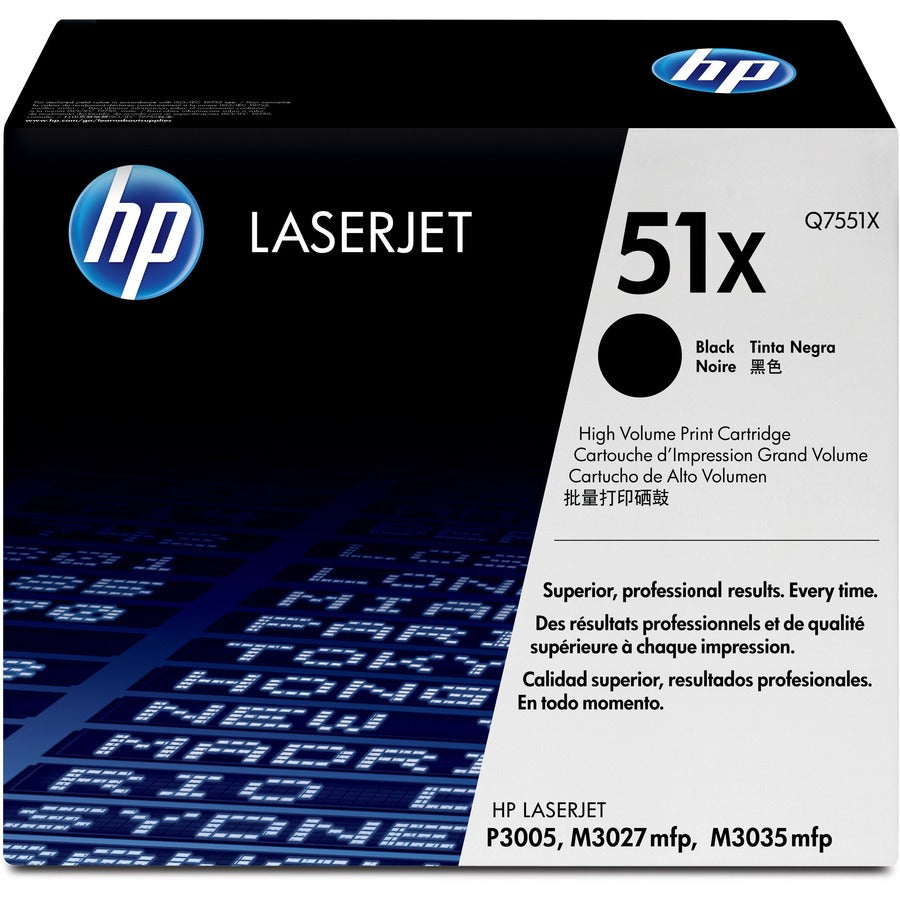 Cartouche de toner laser originale HP 51X (Q7551X) - Paquet unique - Noir - 1 de chaque Q7551X