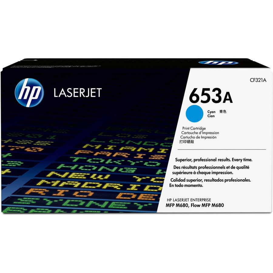 Cartouche de toner laser originale HP 653A (CF321A) - Paquet unique - Cyan - 1 de chaque CF321A