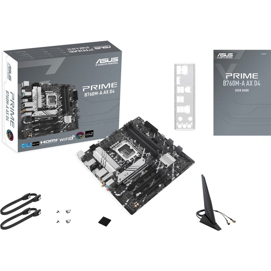 Asus Prime B760M-A AX D4 Desktop Motherboard - Intel B760 Chipset - Socket LGA-1700 - Micro ATX PRIMEB760M-AAXD4