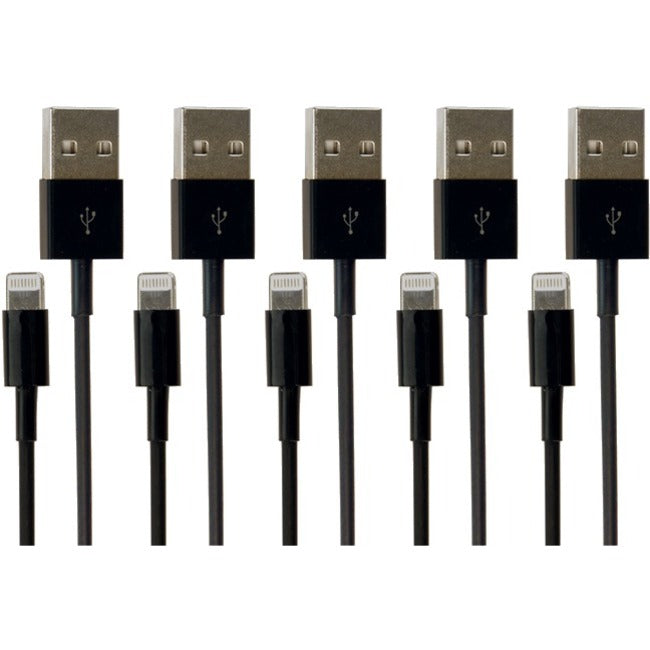 VisionTek Câble Lightning vers USB 1 mètre Noir 5-Pack (M/M) 900784