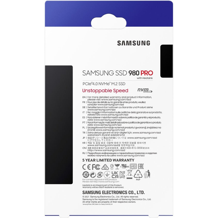 Disque SSD Samsung 980 PRO MZ-V8P1T0CW 1 To - M.2 2280 interne - PCI Express NVMe (PCI Express NVMe 4.0 x4) MZ-V8P1T0CW