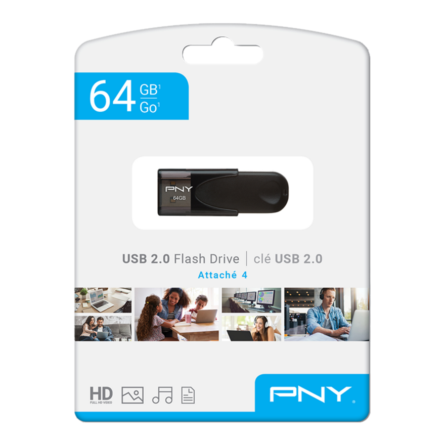 PNY 64GB Attaché 4 USB 2.0 Flash Drive P-FD64GATT4-GE
