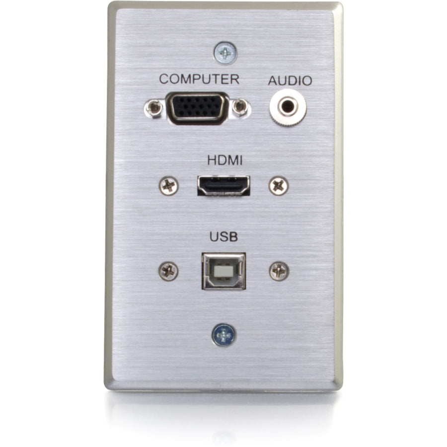 C2G HDMI, VGA, 3.5mm Audio and USB Pass Through Single Gang Wall Plate - Aluminum 39707
