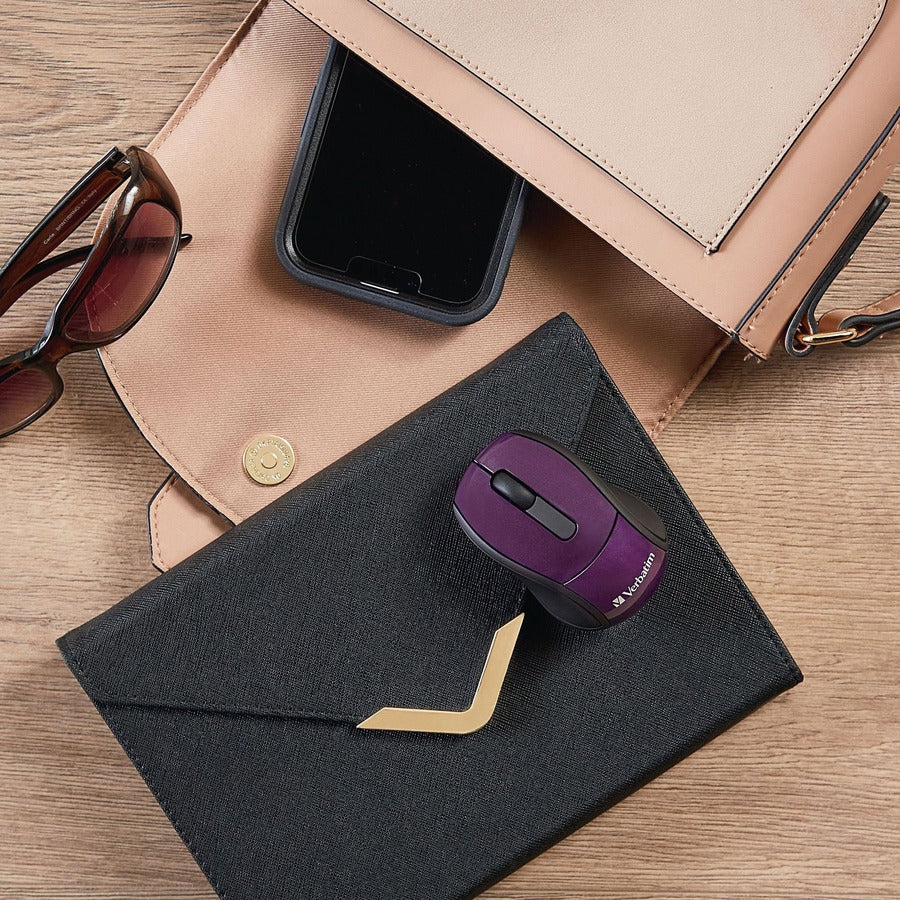 Mini souris optique de voyage sans fil Verbatim - Violet 97473