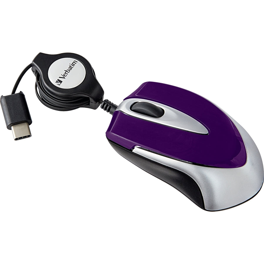 Verbatim USB-C Mini Optical Travel Mouse-Purple 70238