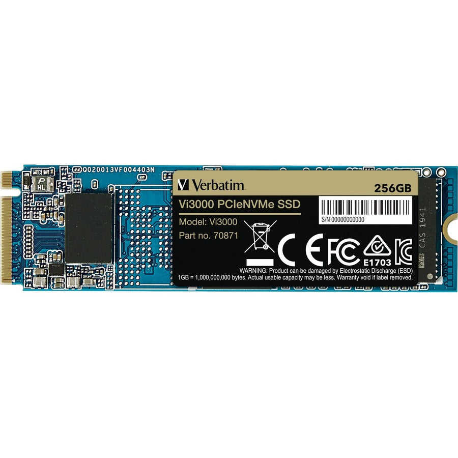 Disque SSD Verbatim Vi3000 256 Go - M.2 2280 interne - PCI Express NVMe (PCI Express NVMe 3.0 x4) 70871