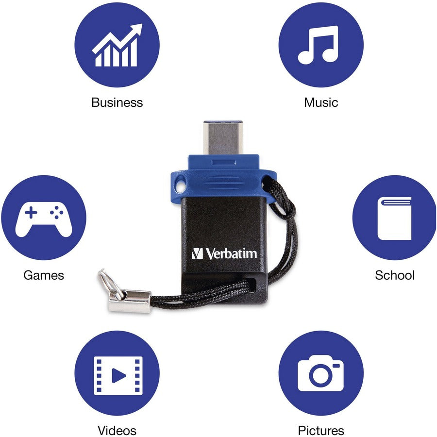 Clé USB 3.0 double Store 'n' Go Verbatim 32 Go pour appareils USB-C - Bleu 99154