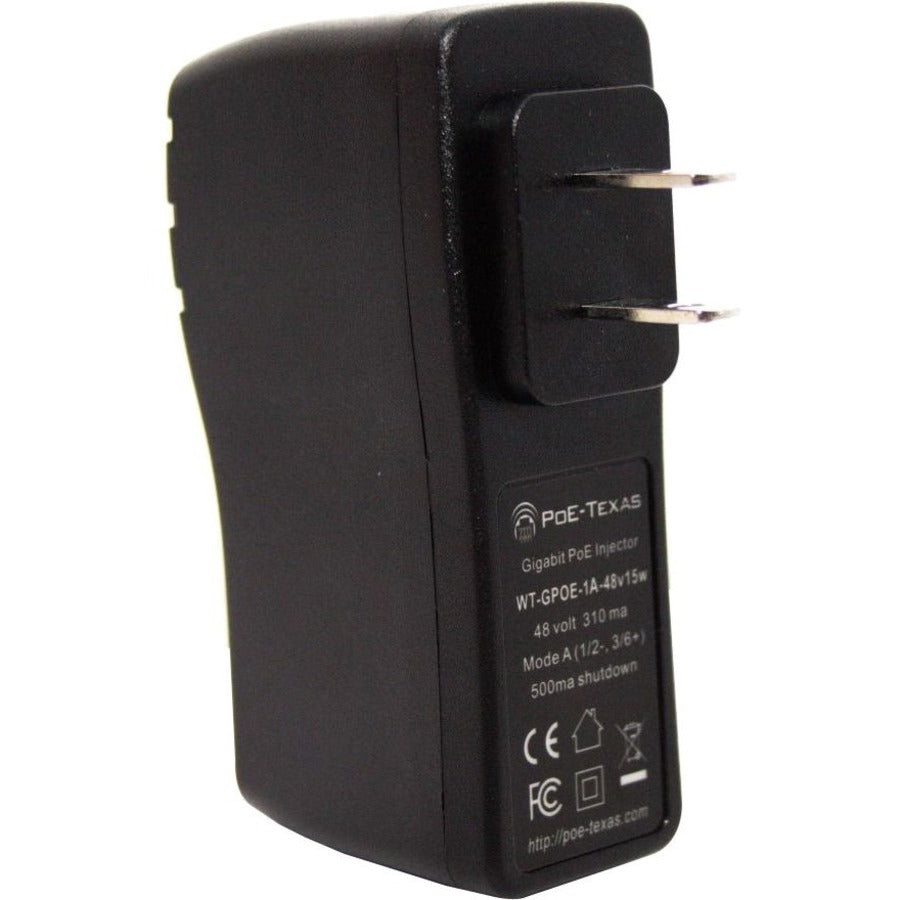 Injecteur PoE VisionTek à port unique Gigabit Mode A avec sortie 48 volts 15 watts 600009