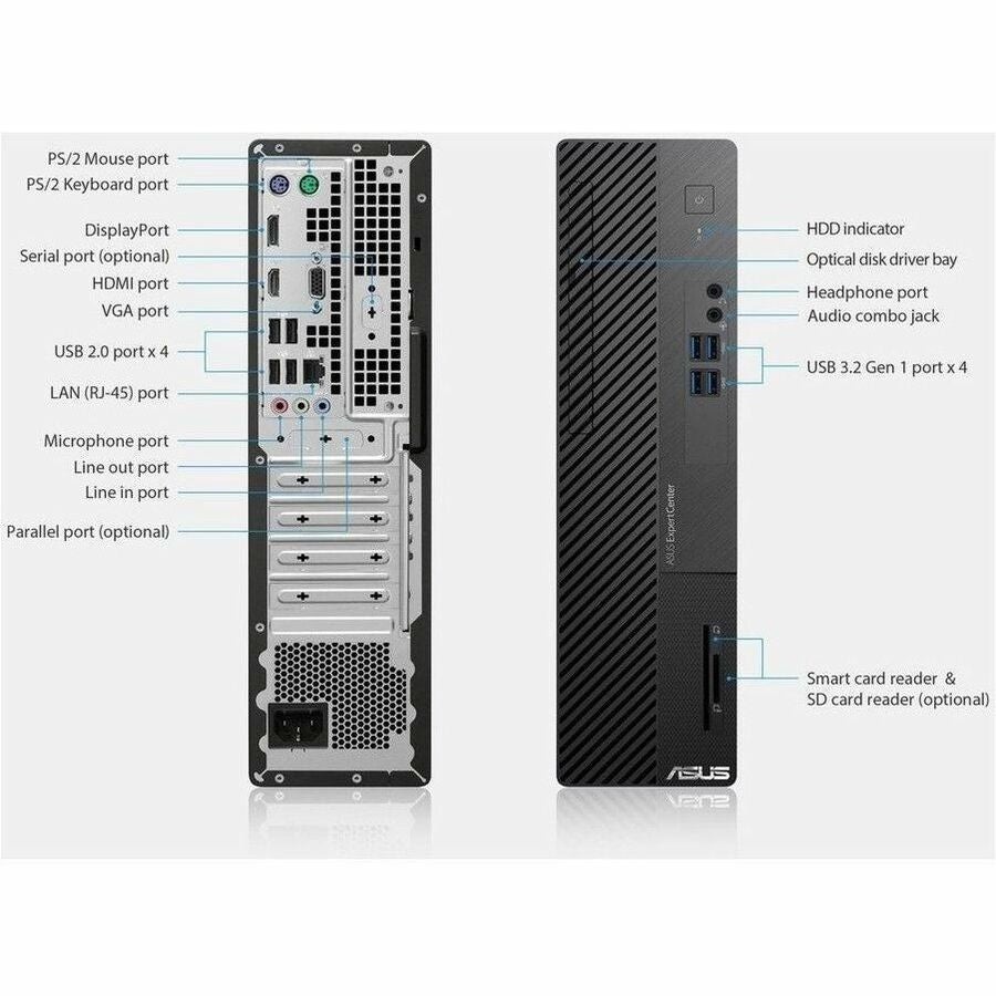 Asus ExpertCenter D500SD-Q31P Desktop Computer - Intel Core i3 12th Gen i3-12100 Quad-core (4 Core) 3.30 GHz - 8 GB RAM DDR4 SDRAM - 256 GB M.2 PCI Express NVMe 3.0 SSD - Small Form Factor - Black D500SD-Q31P