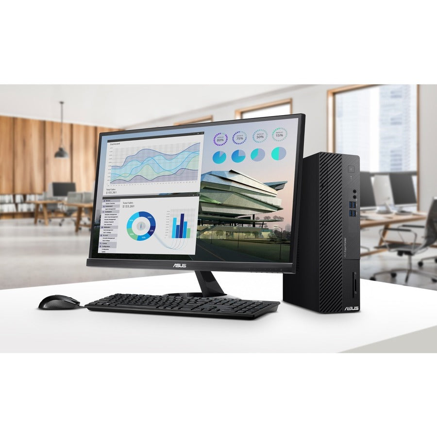 Asus ExpertCenter D500SD-Q31P Desktop Computer - Intel Core i3 12th Gen i3-12100 Quad-core (4 Core) 3.30 GHz - 8 GB RAM DDR4 SDRAM - 256 GB M.2 PCI Express NVMe 3.0 SSD - Small Form Factor - Black D500SD-Q31P