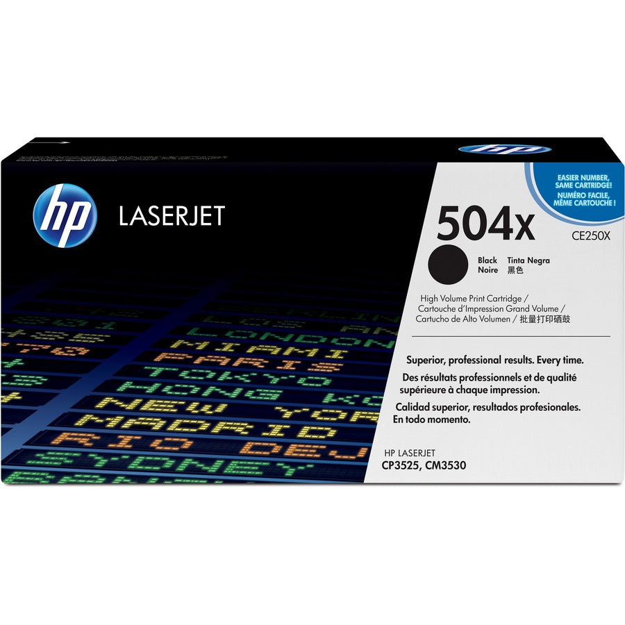 Cartouche de toner laser authentique HP 504X (CE250X) - Paquet unique - Noir - 1 de chaque CE250X