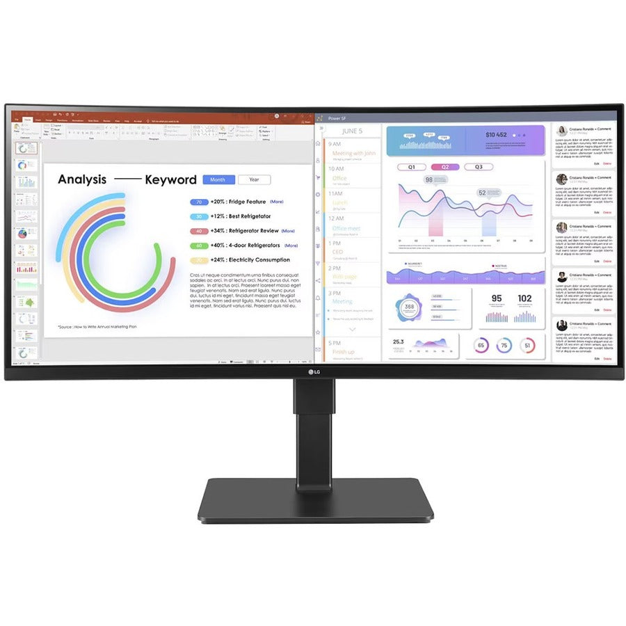 LG Ultrawide 34BQ77QB-B 34" Webcam UW-QHD Curved Screen LED Monitor - 21:9 - Textured Black 34BQ77QB-B