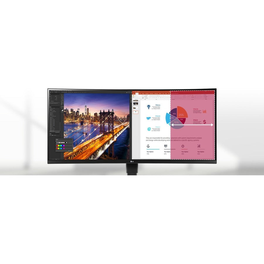 LG Ultrawide 34BQ77QB-B 34" Webcam UW-QHD Curved Screen LED Monitor - 21:9 - Textured Black 34BQ77QB-B
