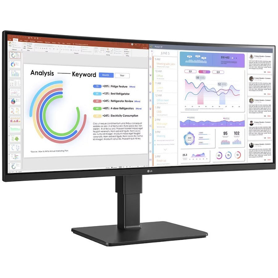 LG Ultrawide 34BQ77QB-B 34" Webcam UW-QHD Curved Screen LED Monitor - 21:9 - Textured Black 34BQ77QB-B
