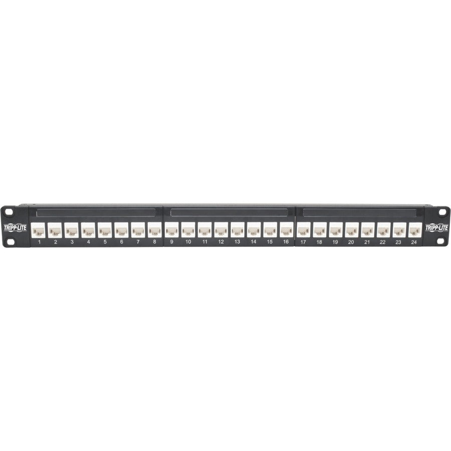 Tripp Lite 24-Port Cat6a Patch Panel Feedthrough Rackmount RJ45 Ethernet 1U N254-024-6A