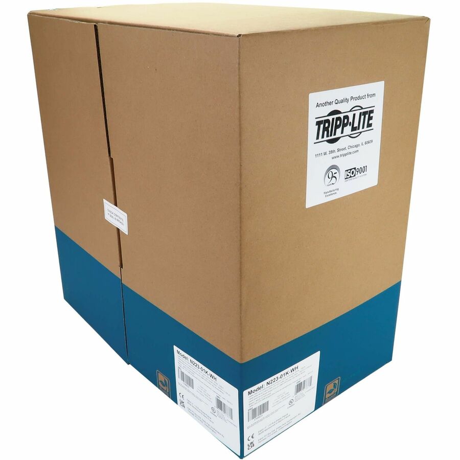 Tripp Lite by Eaton Cat6a 10G Solid Core UTP Bulk Ethernet Cable, CMR Rated, White, 1000 ft. (305 m) N223-01K-WH